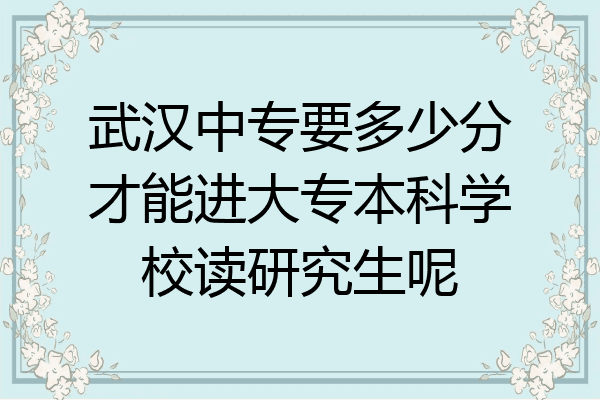 武汉中专要多少分才能进大专本科学校读研究生呢