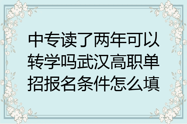 中专读了两年可以转学吗武汉高职单招报名条件怎么填