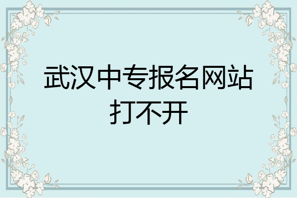 武汉中专报名网站打不开