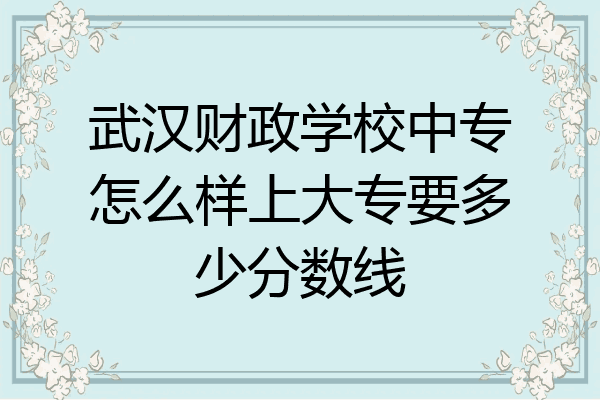 武汉财政学校中专怎么样上大专要多少分数线