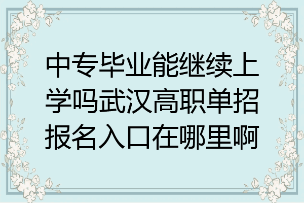 中专毕业能继续上学吗武汉高职单招报名入口在哪里啊
