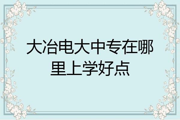 大冶电大中专在哪里上学好点