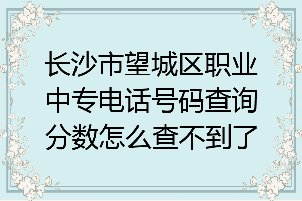 长沙市望城区职业中专电话号码查询分数怎么查不到了