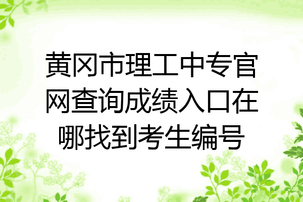 黄冈市理工中专官网查询成绩入口在哪找到考生编号