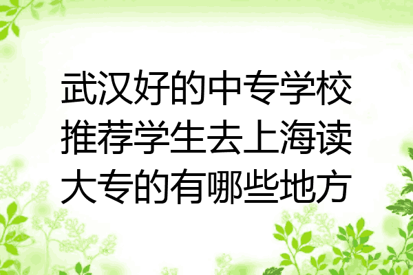 武汉好的中专学校推荐学生去上海读大专的有哪些地方