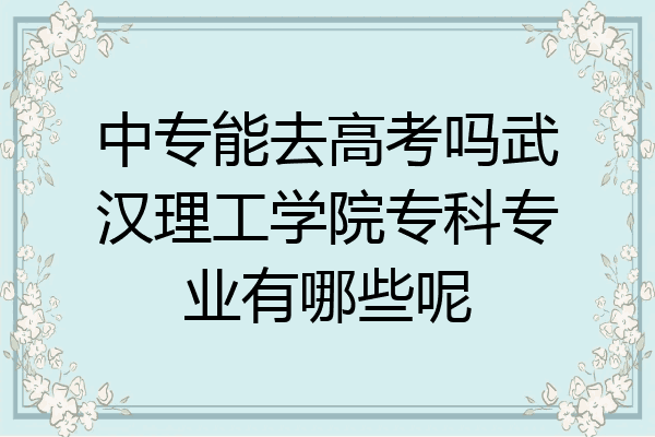 中专能去高考吗武汉理工学院专科专业有哪些呢