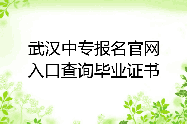 武汉中专报名官网入口查询毕业证书