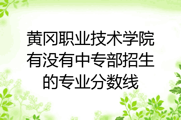 黄冈职业技术学院有没有中专部招生的专业分数线