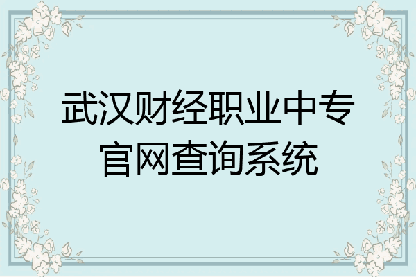 武汉财经职业中专官网查询系统