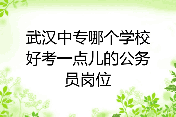 武汉中专哪个学校好考一点儿的公务员岗位