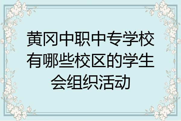 黄冈中职中专学校有哪些校区的学生会组织活动