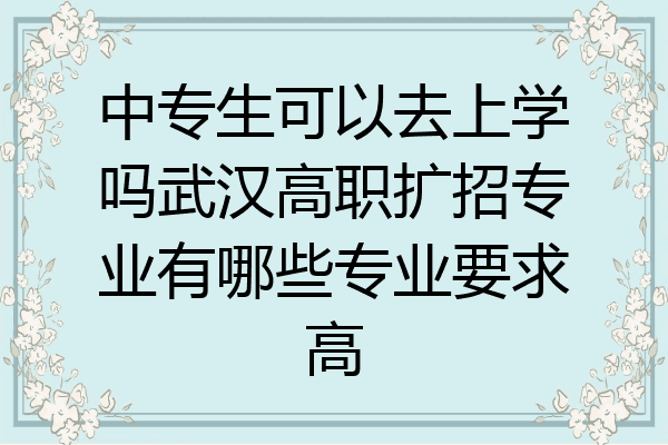中专生可以去上学吗武汉高职扩招专业有哪些专业要求高