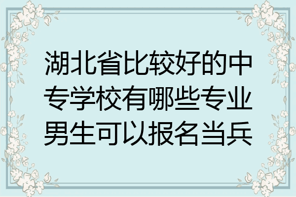 湖北省比较好的中专学校有哪些专业男生可以报名当兵