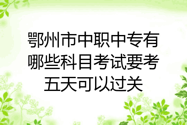 鄂州市中职中专有哪些科目考试要考五天可以过关