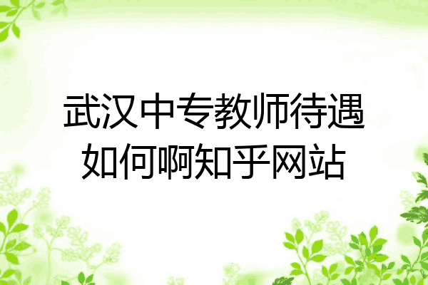 武汉中专教师待遇如何啊知乎网站