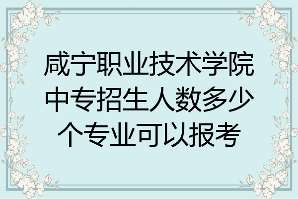 咸宁职业技术学院中专招生人数多少个专业可以报考