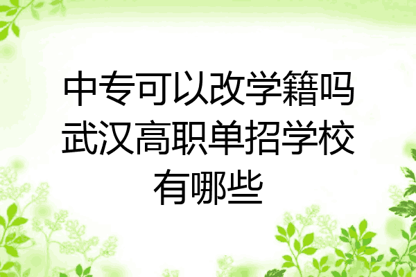 中专可以改学籍吗武汉高职单招学校有哪些