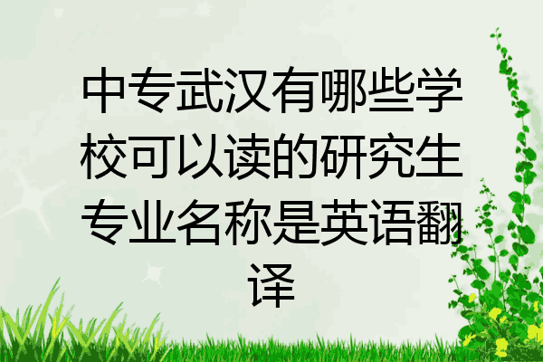 中专武汉有哪些学校可以读的研究生专业名称是英语翻译