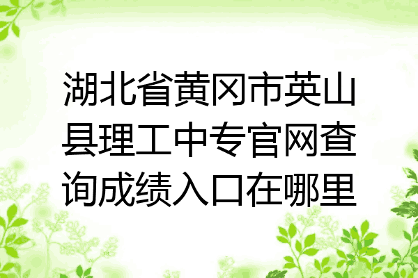 湖北省黄冈市英山县理工中专官网查询成绩入口在哪里