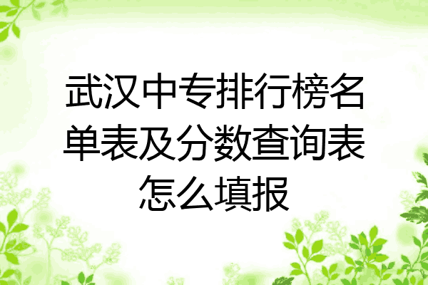 武汉中专排行榜名单表及分数查询表怎么填报