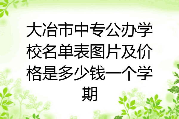 大冶市中专公办学校名单表图片及价格是多少钱一个学期