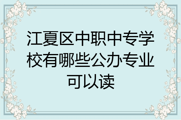 江夏区中职中专学校有哪些公办专业可以读