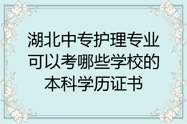 湖北中专护理专业可以考哪些学校的本科学历证书