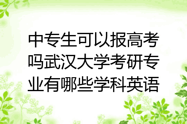 中专生可以报高考吗武汉大学考研专业有哪些学科英语