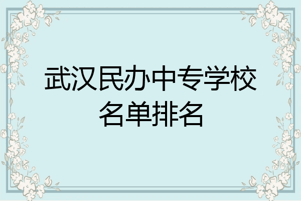 武汉民办中专学校名单排名