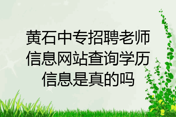 黄石中专招聘老师信息网站查询学历信息是真的吗