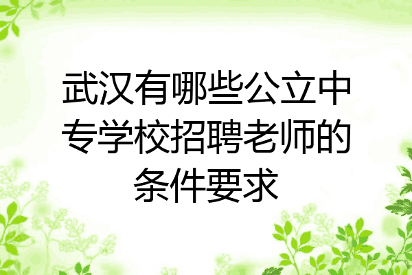 武汉有哪些公立中专学校招聘老师的条件要求