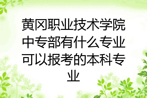黄冈职业技术学院中专部有什么专业可以报考的本科专业