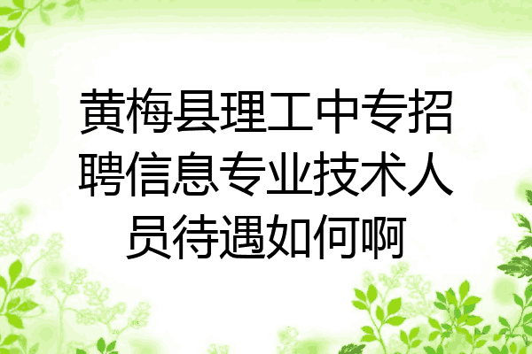 黄梅县理工中专招聘信息专业技术人员待遇如何啊