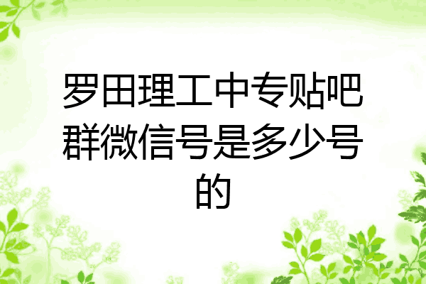 罗田理工中专贴吧群微信号是多少号的
