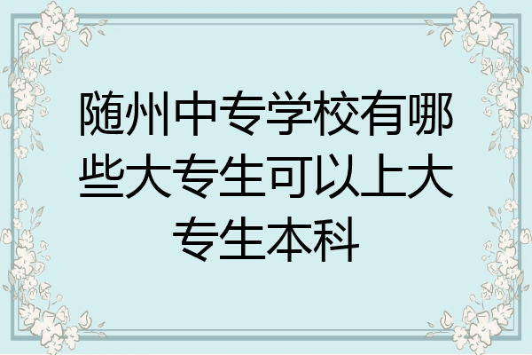 随州中专学校有哪些大专生可以上大专生本科