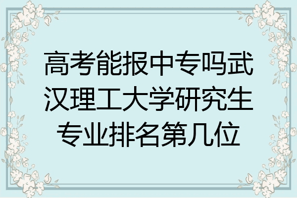 高考能报中专吗武汉理工大学研究生专业排名第几位