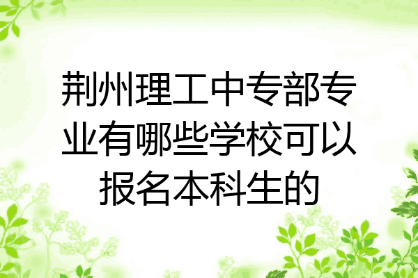 荆州理工中专部专业有哪些学校可以报名本科生的