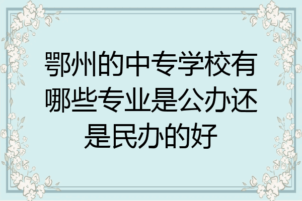 鄂州的中专学校有哪些专业是公办还是民办的好