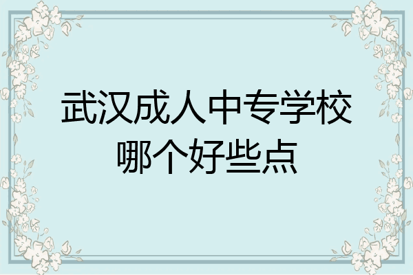 武汉成人中专学校哪个好些点