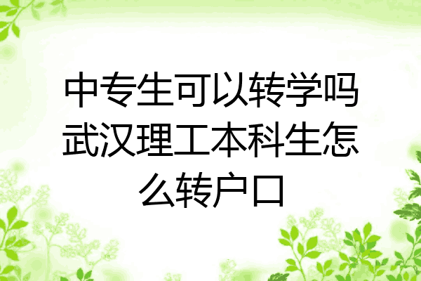 中专生可以转学吗武汉理工本科生怎么转户口