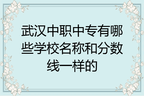 武汉中职中专有哪些学校名称和分数线一样的