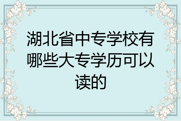 湖北省中专学校有哪些大专学历可以读的