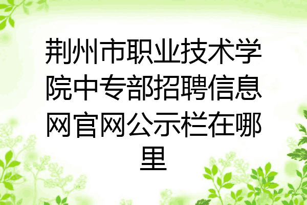 荆州市职业技术学院中专部招聘信息网官网公示栏在哪里
