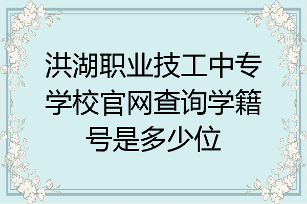 洪湖职业技工中专学校官网查询学籍号是多少位