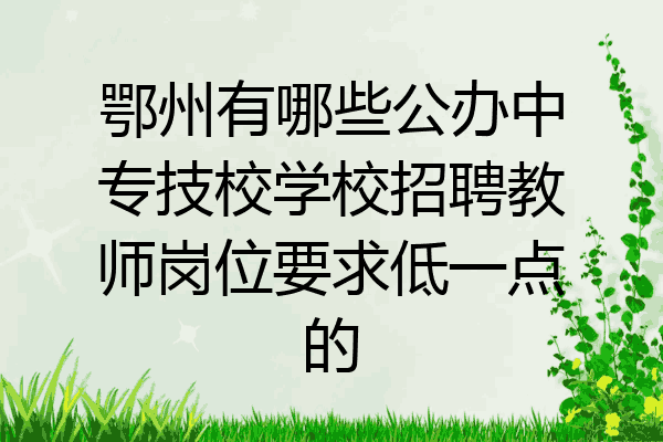 鄂州有哪些公办中专技校学校招聘教师岗位要求低一点的