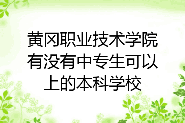 黄冈职业技术学院有没有中专生可以上的本科学校