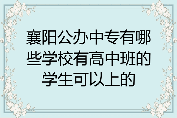 襄阳公办中专有哪些学校有高中班的学生可以上的