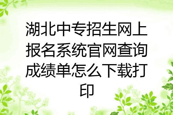 湖北中专招生网上报名系统官网查询成绩单怎么下载打印