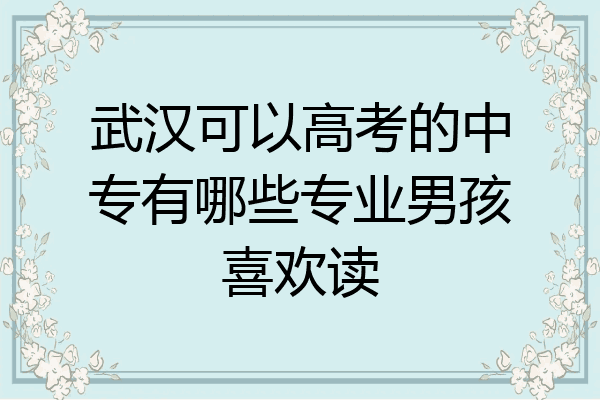 武汉可以高考的中专有哪些专业男孩喜欢读