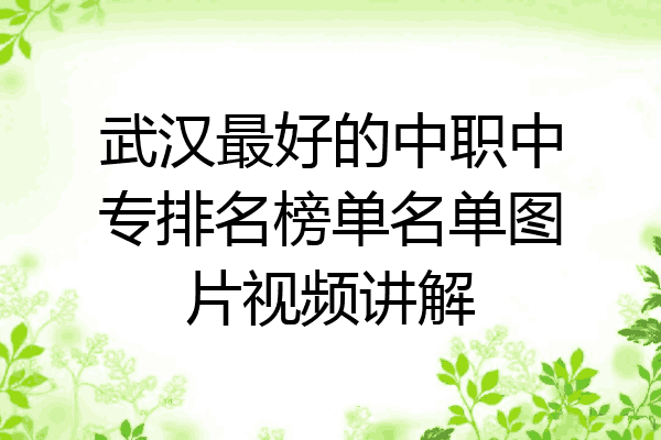 武汉最好的中职中专排名榜单名单图片视频讲解